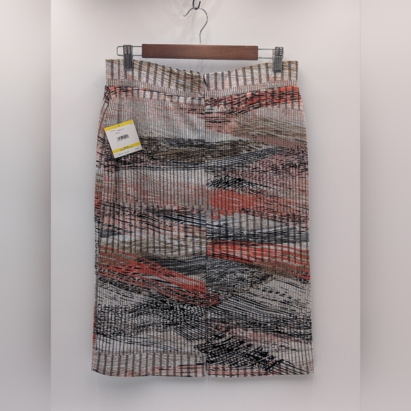 NWT Kasper Abstract Multi-Lined Print Pencil Skirt Sz L Back Zip - Picture 14 of 17